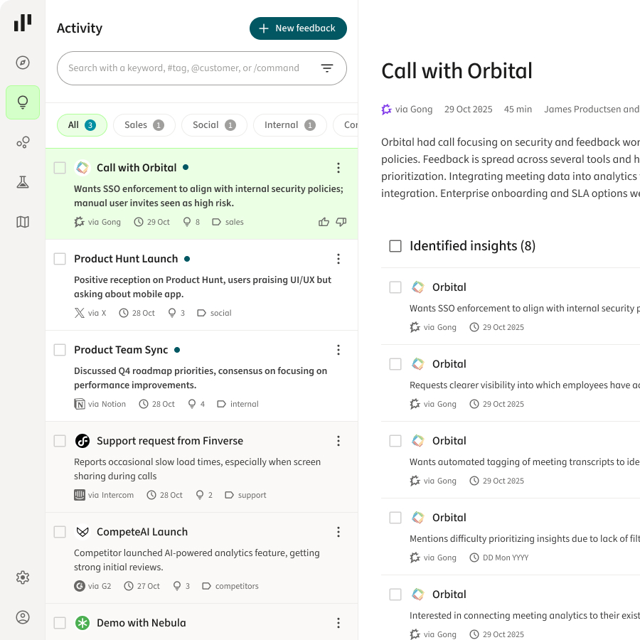 Product insights inbox